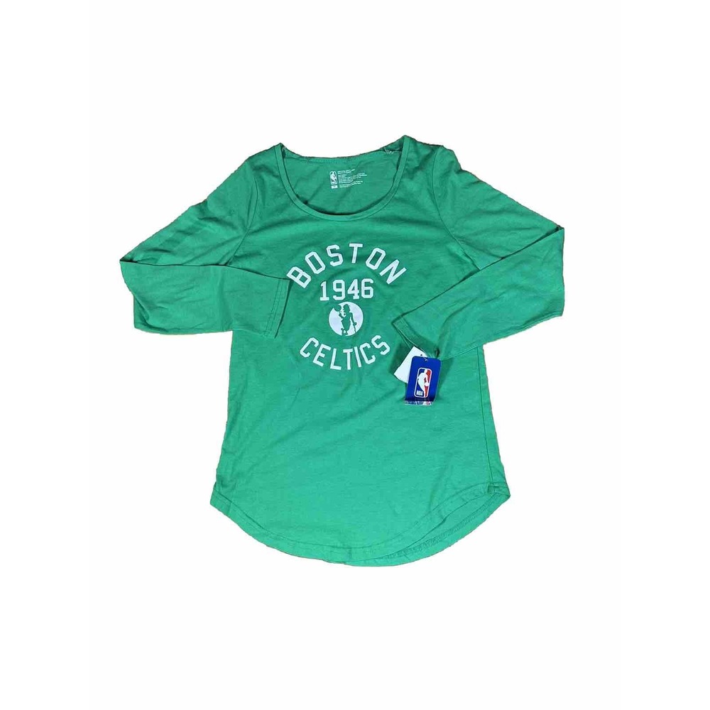 Boston Celtics NBA 1946 Women's Green Scoop Neck Long Sleeve Logo T-Shirt Size M